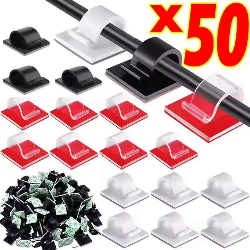 Cable Staple Clip - 50 Stück selbstklebende Kabelklemmen für den